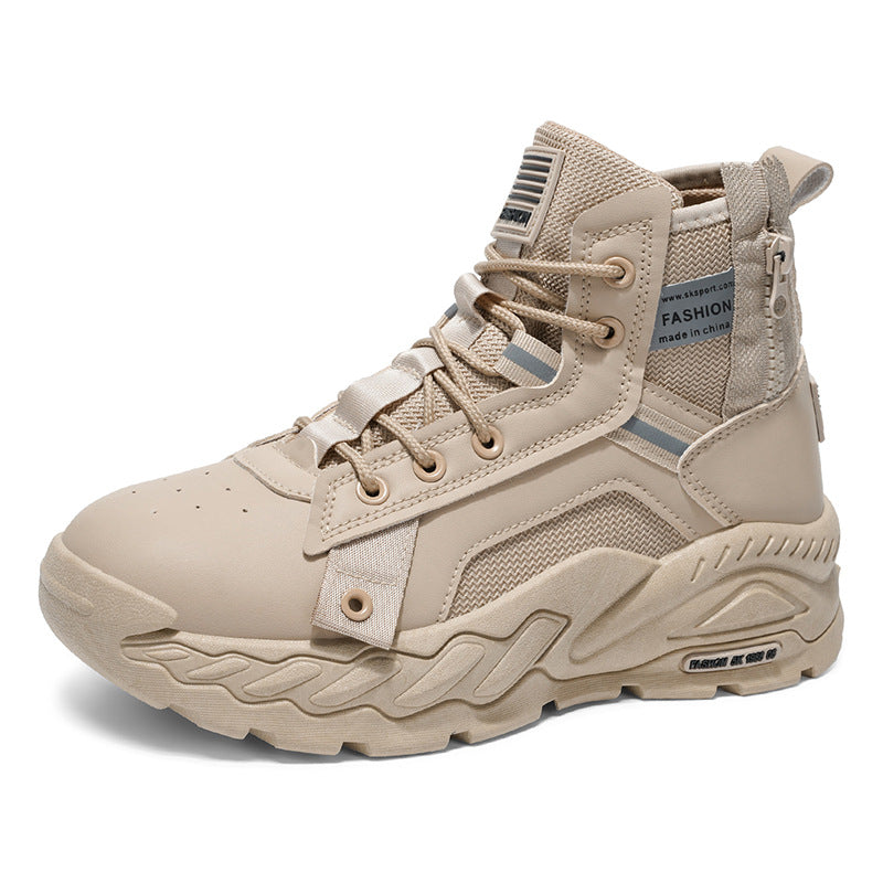Botas Martin para homens, botas britânicas vintage de trabalho de outono de cano alto, sapatos desportivos casuais para caminhadas ao ar livre com sola espessa e impermeáveis