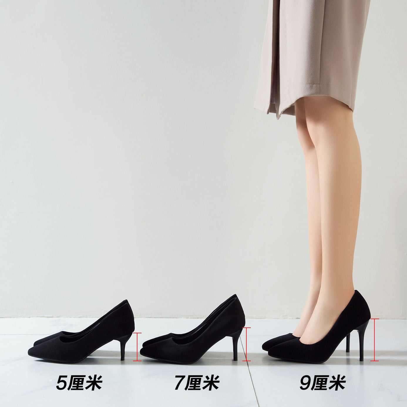 Salto alto feminino, primavera/outono 2024 novos sapatos profissionais pretos de bico pontiagudo com bico pontiagudo raso, sapatos de etiqueta plus size para exportação