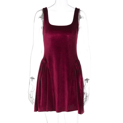 Amazon Vestido Casual Elegante e Versátil de Veludo de Veludo Sem Mangas da Amazon para Mulheres, Grossista