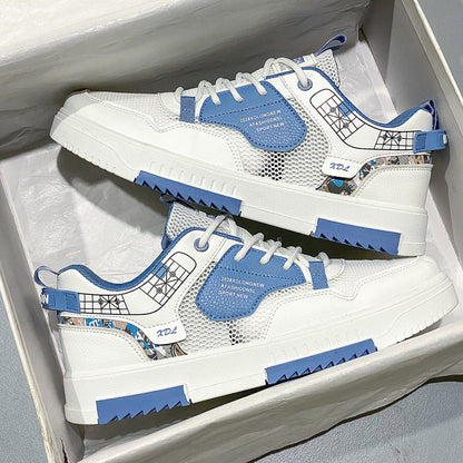 Sapatos de malha fina respiráveis para primavera para homem Sapatos desportivos casuais versáteis Sapatos pequenos de quadro branco para homens Sapatos modernos para homens