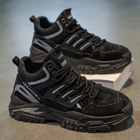 Sapatos masculinos de cano alto, proteção para o trabalho de outono, sapatos impermeáveis antiderrapantes para caminhadas ao ar livre, botas Martin desportivas casuais de sola grossa