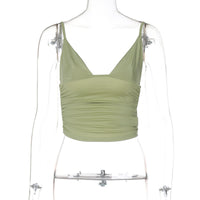 AliExpress INS estilo moda street style sexy de decote em V de cor sólida cropta, versátil slim fit camisola europeia e americana por grosso