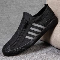 Sapatos masculinos: sapatos coreanos modernos de lona respirável de 2025, sapatos de tábua casuais versáteis, sapatos antigos de tecido de Pequim