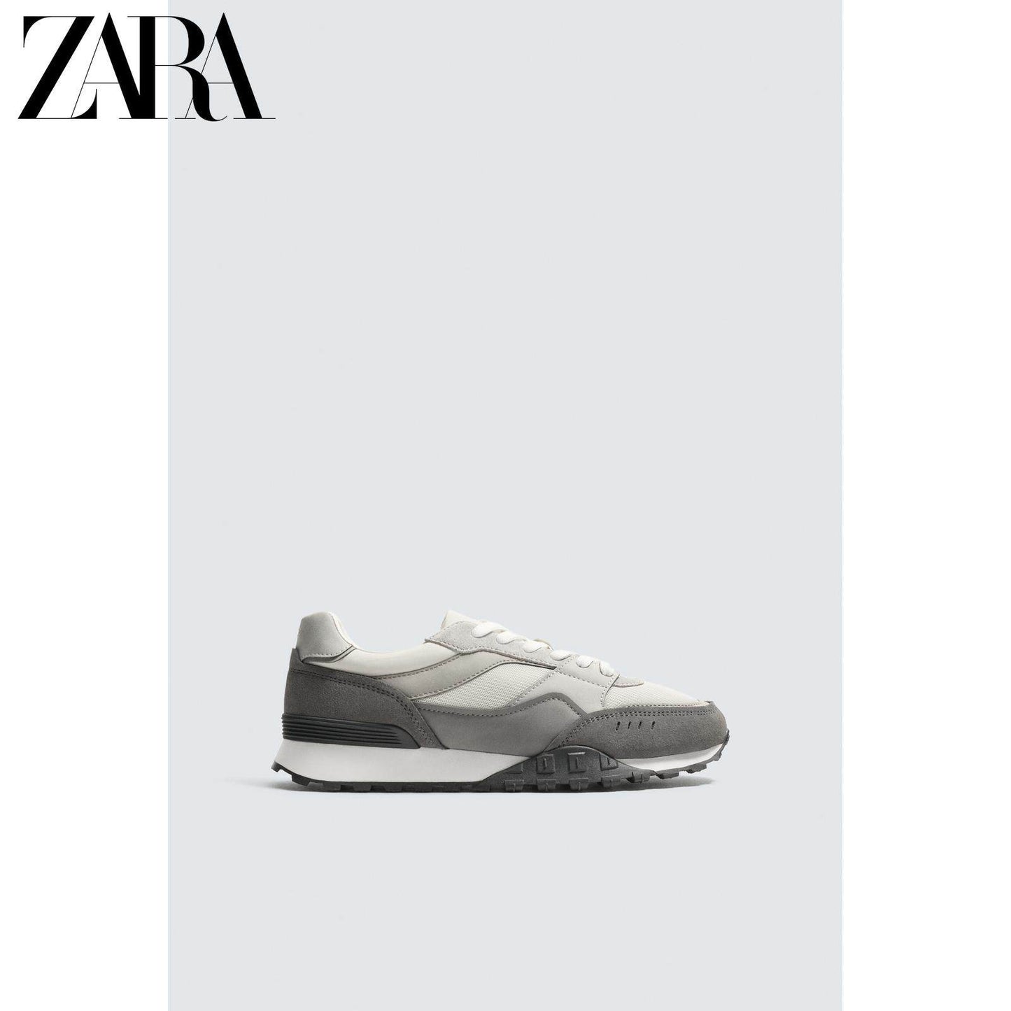 ZARA Coleção Primavera/Verão 2026 - Novos Sapatos Masculinos: Tênis Leves de Camurça com Cadarço - 2390720 802