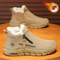 Sapatos masculinos de uma perna só, sapatos quentes de algodão forrados a polar de inverno, calçados de trabalho desportivos casuais de cano alto para homens casuais antiderrapantes e proteção para o trabalho