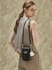 Malas de pele genuína, designs coreanos de nicho, novas malas Kaili, malas femininas crossbody de ombro simples, bolsa retro de batom para telemóvel e moderna