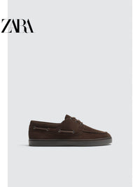 Sapatos masculinos ZARA Primavera/Verão 2026, modelo náutico casual com detalhes em camurça, código 2441720 700.