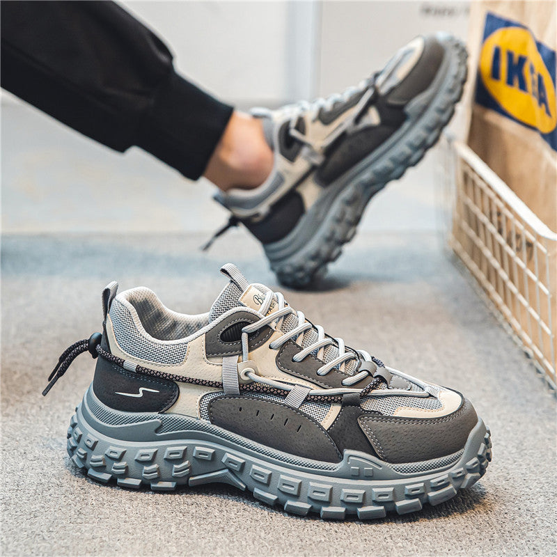 Novos sapatos masculinos da primavera 2024, duráveis e resistentes ao desgaste para estaleiros de construção, pneus de sola grossa, proteção laboral, sapatos versáteis de trabalho para pais