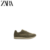 ZARA 2026 Verão Novo Sapatos Masculinos com Detalhes em Camurça e Couro: Sapatos Esportivos Casuais 2346820 500