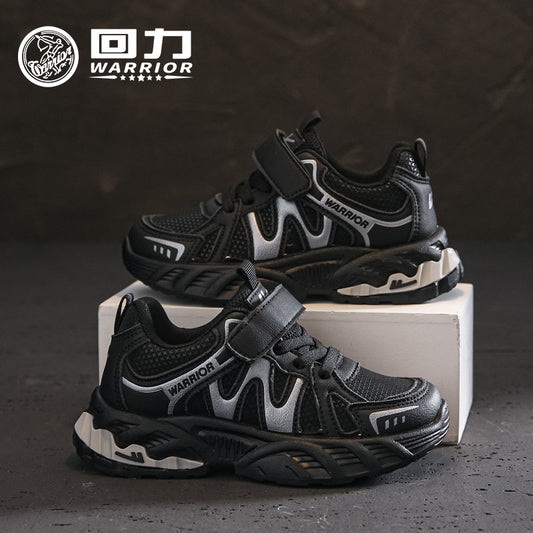 Sapatilhas desportivas pretas para rapazes, sapatilhas casuais cor-de-rosa cor-de-rosa em pele de outono, sapatos infantis guerreiro, sapatos para estudantes para idades dos 6 aos 12 anos