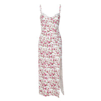 Vestido Feminino de Moda Europeia e Americana 2026 Verão Quente, Pequeno Vestido Floral Split Slit Strap Amazon Comércio Exterior Roupa Feminina por Grosso