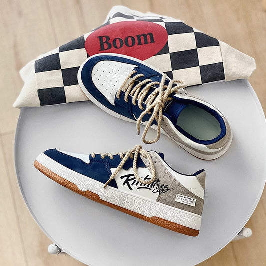 Instagram sapatos de skate grafitiados para homens, sapatos masculinos de primavera de design de nicho, sapatos vintage versáteis coreanos, ténis casuais na moda