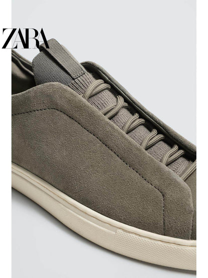 ZARA Coleção Primavera/Verão 2026 - Tênis Masculino Leve com Cadarço e Detalhes em Camurça, 2240720 131
