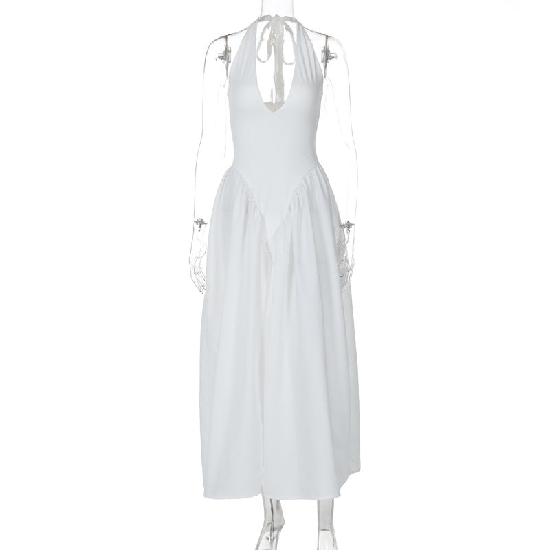 Vestido elegante e elegante para mulheres, vestido bestseller cross-fronteiriço da Amazon, de cor sólida, sexy com decote oco oco em V profundo