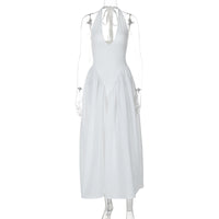 Vestido elegante e elegante para mulheres, vestido bestseller cross-fronteiriço da Amazon, de cor sólida, sexy com decote oco oco em V profundo
