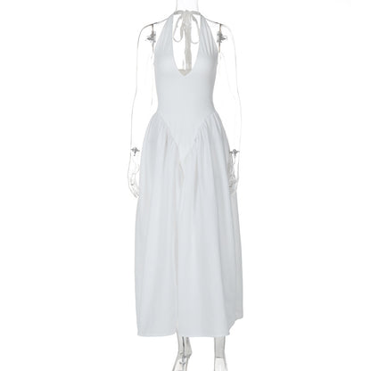 Vestido elegante e elegante para mulheres, vestido bestseller cross-fronteiriço da Amazon, de cor sólida, sexy com decote oco oco em V profundo