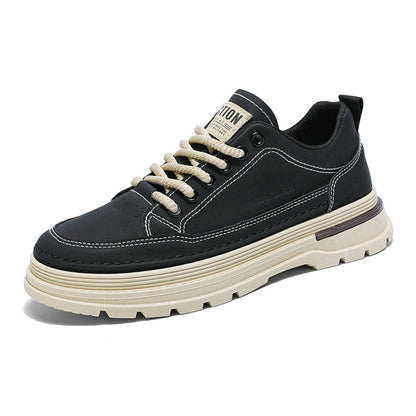 Sapatos de primavera para homem, novas botas Martin, botas até ao tornozelo para homem, sapatos de pele de sola grossa e versáteis na moda, sapatos de trabalho, ténis desportivos casuais