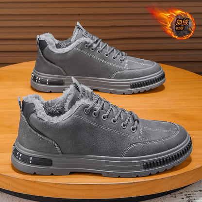 Sapatos de algodão masculinos, botas Martin de trabalho espessas forradas a polar quente no inverno, botas desportivas casuais de algodão resistentes ao frio do Nordeste para homens