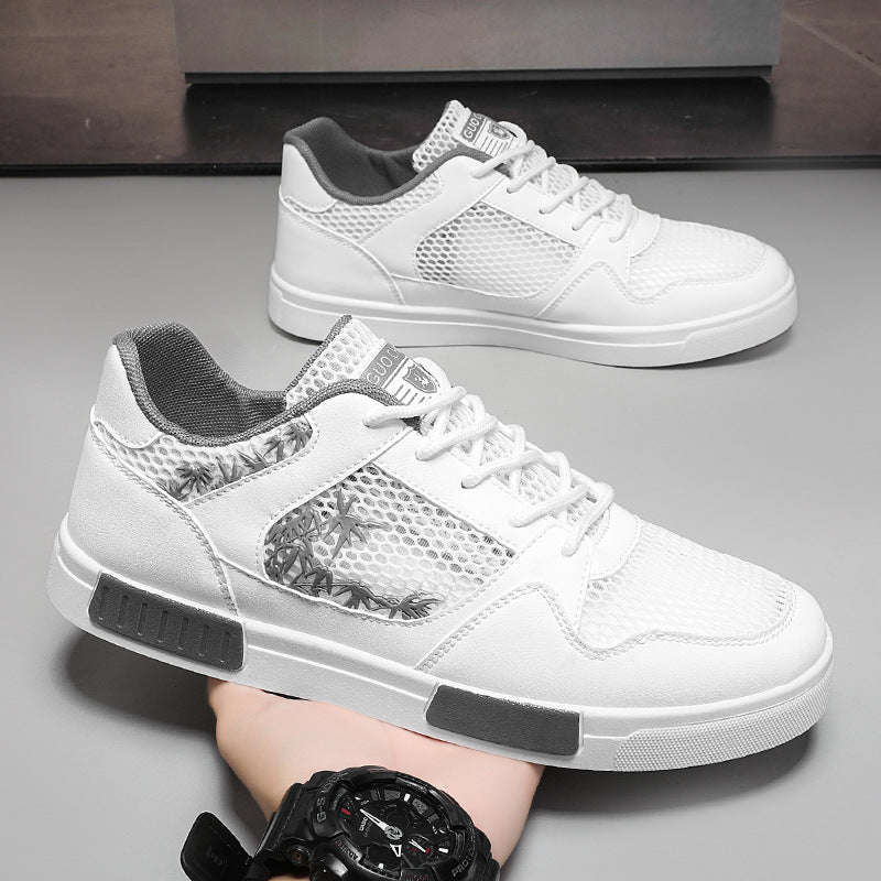 Sapatos masculinos de malha fina, respiráveis, respiráveis de verão, sapatos desportivos masculinos de malha oca, casuais, leves, modernos e versáteis