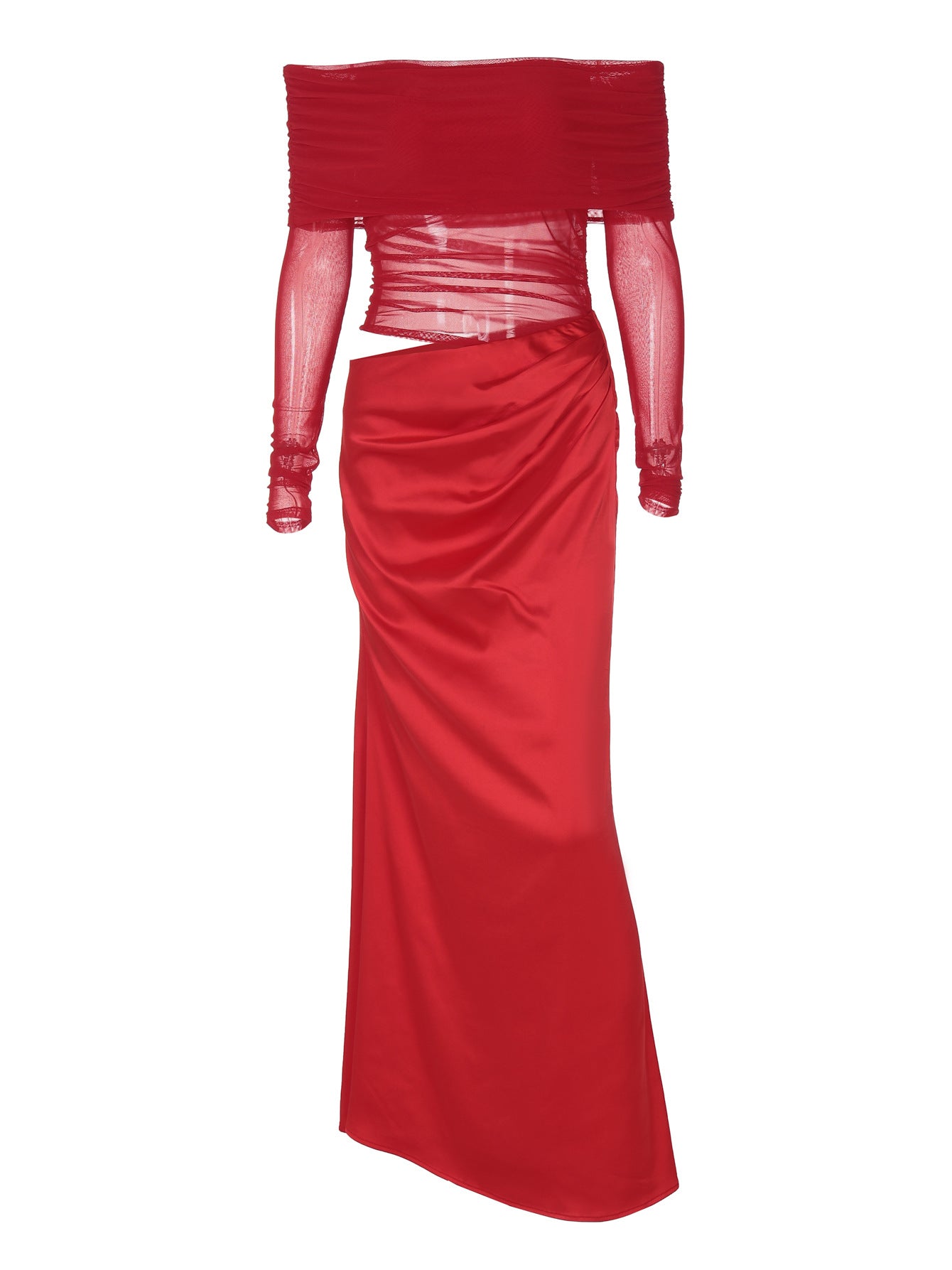 Vestido sensual de moda europeia e americana 2026 de verão 2026, vestido de malha de rede de manga longa e ombros descobertos, oco e slim