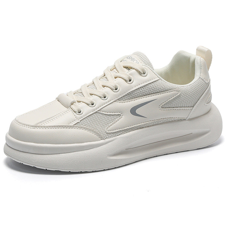 Sapatos masculinos de verão, novos sapatos de malha respiráveis, sapatos brancos versáteis e modernos, ténis desportivos casuais de sola grossa, sapatos modernos