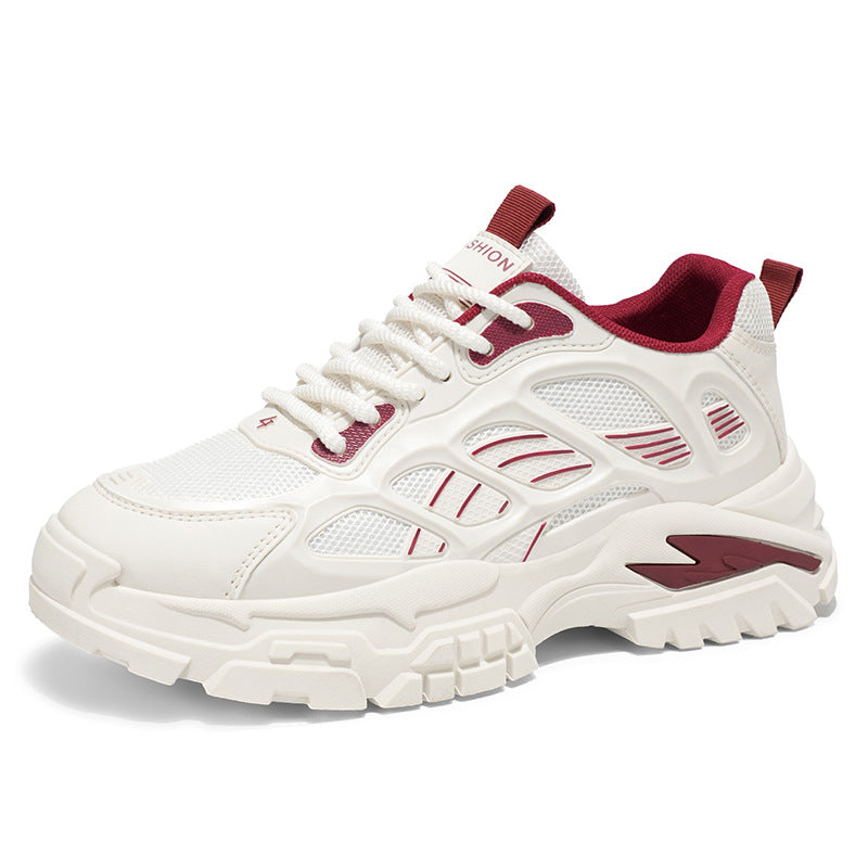 Novos Sapatos Desportivos Casuais Respiráveis em Malha de Estudante Masculinos Verão 2025, Sapatos de Pai Modernos e Versáteis de Sola Grossa