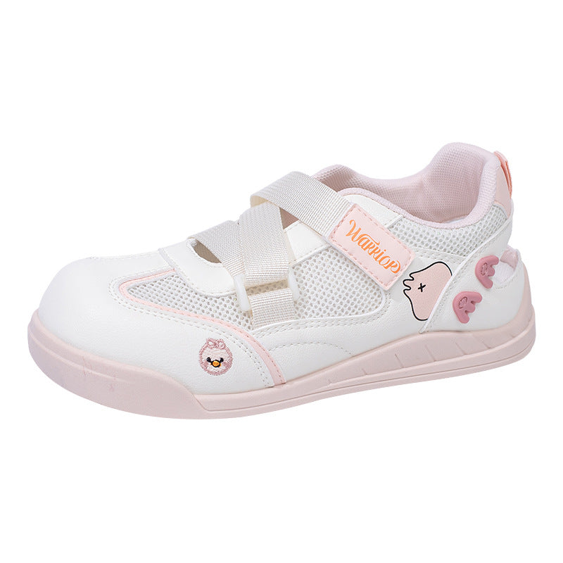 Os novos sapatos femininos coreanos e versáteis da Warrior, sapatos sapatilhos energéticos, fofos, ocos e respiráveis, sapatos casuais de alto valor com blocos de cor