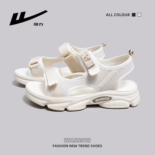 Sandálias minimalistas leves com sola macia Warrior, calças de exterior fáceis de usar e removíveis, sapatilhas de praia, sapatos casuais Velcro confortáveis e versáteis para mulheres