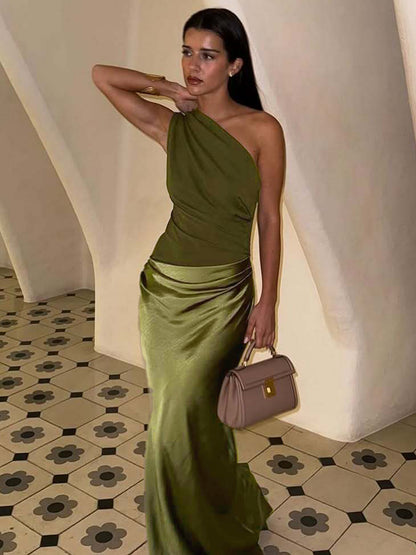 Amazon, vestido de moda transfronteiriça da Amazon, europeu e americano, com um ombro, slim-fit, sexy e de estilo socialite para mulheres