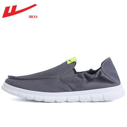 Sapatos leves de lona Warrior Work, novos sapatos casuais de cor sólida de um passo, respiráveis e confortáveis, sapatos masculinos de tecido por grosso