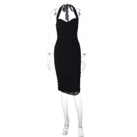 Moda transfronteiriça europeia e americana, novo vestido sexy slim fit e justo ao estilo de rapariga atraente, de cor sólida para mulheres, com rede halter de cor sólida