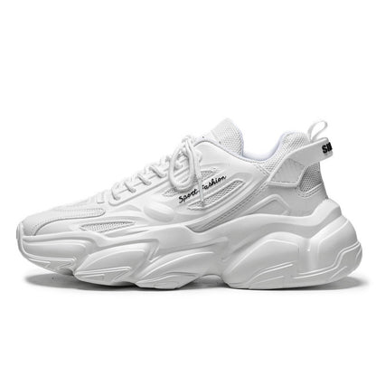 Sapatos masculinos, sapatos desportivos antiderrapantes para jovens de corrida para jovens versáteis, sapatos de pai com sola grossa e ténis brancos modernos
