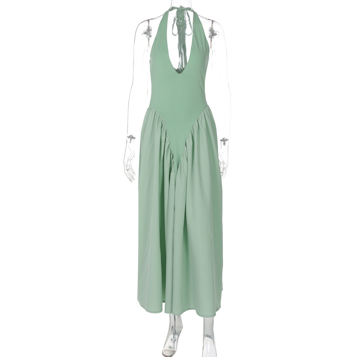 Vestido elegante e elegante para mulheres, vestido bestseller cross-fronteiriço da Amazon, de cor sólida, sexy com decote oco oco em V profundo
