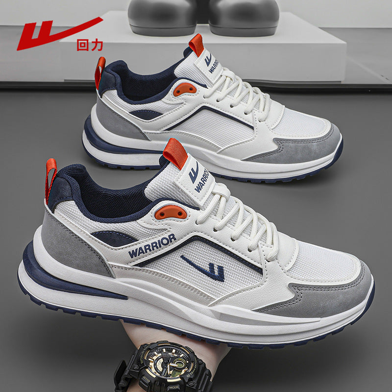 Sapatos masculinos Warrior, ténis estilo primavera/outono, novos sapatos de pai com sola grossa e blocos de cor em 2026, sapatos casuais de rede de homem respiráveis