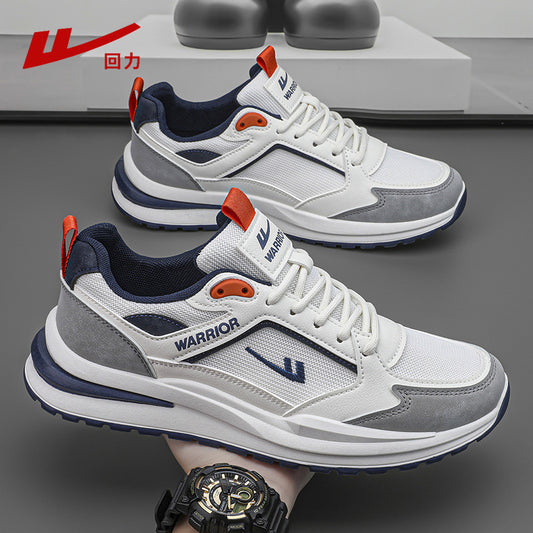Sapatos masculinos Warrior, ténis estilo primavera/outono, novos sapatos de pai com sola grossa e blocos de cor em 2026, sapatos casuais de rede de homem respiráveis
