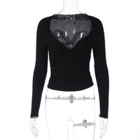 2026 2026 Camisola Sexy Deep V de Manga Longa, Slim Fit, Versátil Estilo de Rua, T-shirt para Mulheres Grossistas