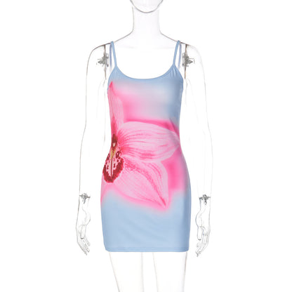 Vestido de slip de moda de verão para mulheres europeias e americanas, com blocos de cor, estilo street slim de decote em U, vestido slip de vendas transfronteiriças
