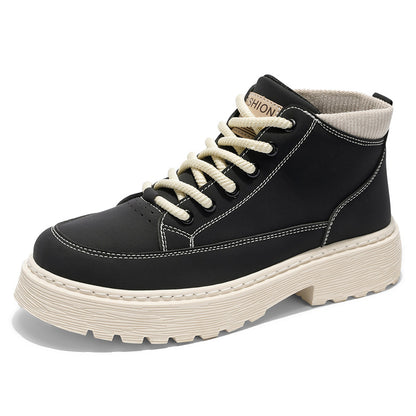 Homens 2025 Nova Roupa de Trabalho Vintage de Outono Britânico Outdoor Vintage Botas de Pele, Botas Martin Casual e Versáteis, Sapatos Modernos