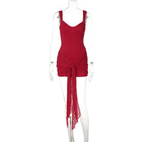 Vestido de Moda Transfronteiriço em renda Sexy com decote em V, cintura apertada na cintura, vestido com alças retalhadas e contornos de anca