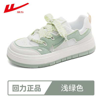 Sapatos casuais com malha verde Warrior matcha, respiráveis, sapatos femininos estilosos estilo Chanel, ténis estudantis de sola grossa para o exterior