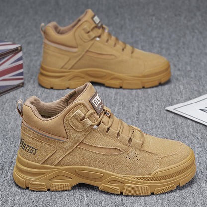 Sapatos masculinos de primavera, novas botas Martin altas e respiráveis, sapatos de trabalho de exterior versáteis e resistentes ao desgaste antiderrapantes, sapatos de proteção ao trabalho para homens