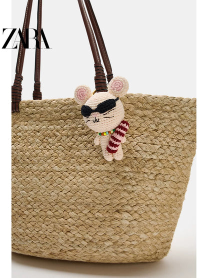 Bolsa feminina ZARA 2026 Verão com pingente de rato e porta-chaves 6688710 604