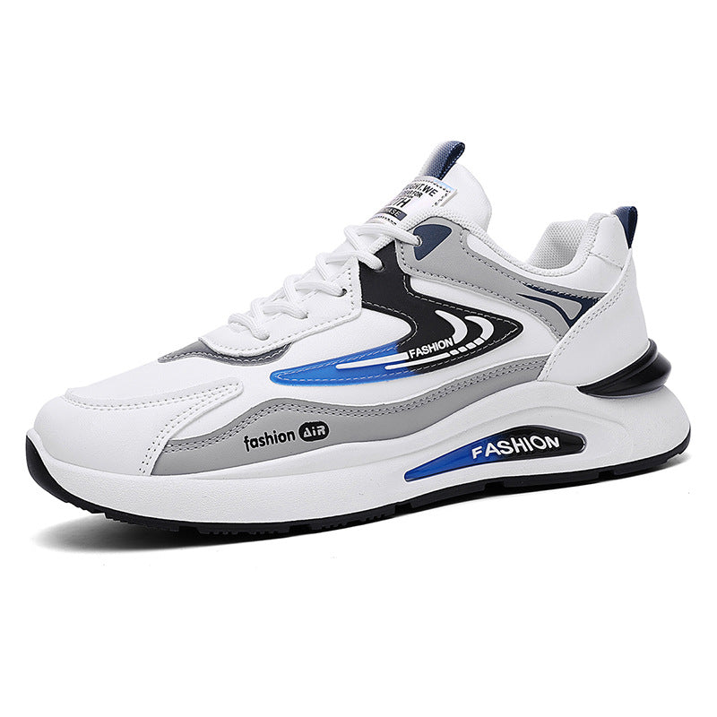 Novos ténis desportivos em pele impermeáveis para homens na primavera, sapatilhas casuais casuais e versáteis da moda, ténis de corrida antiderrapantes com sola macia e antiderrapantes