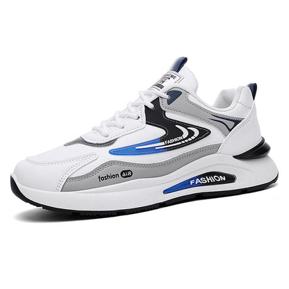 Novos ténis desportivos em pele impermeáveis para homens na primavera, sapatilhas casuais casuais e versáteis da moda, ténis de corrida antiderrapantes com sola macia e antiderrapantes