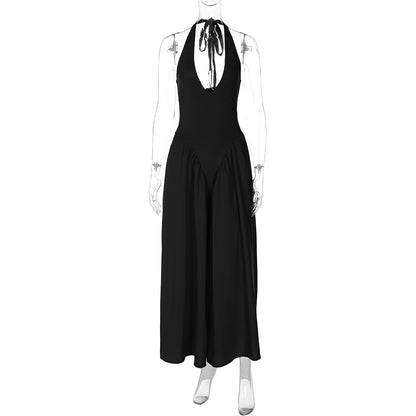 Vestido elegante e elegante para mulheres, vestido bestseller cross-fronteiriço da Amazon, de cor sólida, sexy com decote oco oco em V profundo