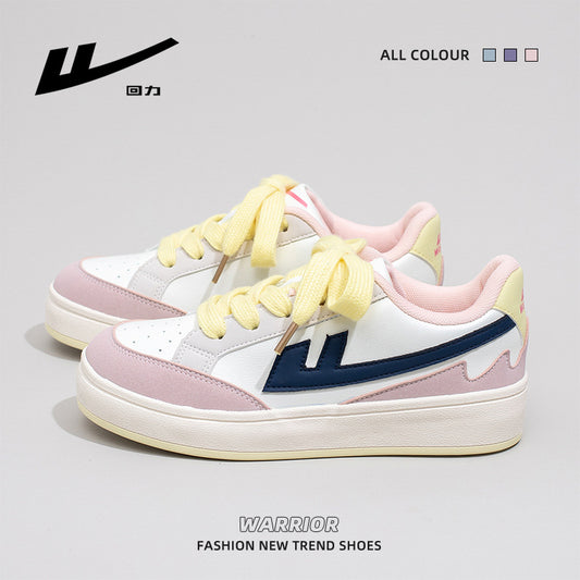 Sapatos plataforma Warrior com patchwork de dopamina e blocos de cor, sapatos baixos com marcadores cruzados, novos sapatos casuais versáteis para mulheres