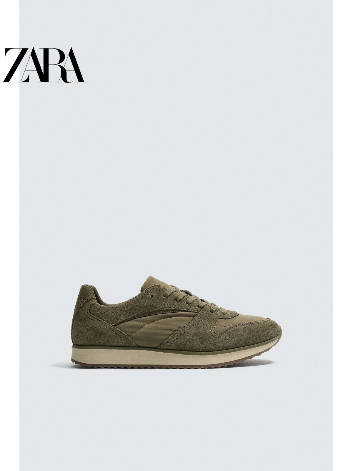 ZARA 2026 Verão Novo Sapatos Masculinos com Detalhes em Camurça e Couro: Sapatos Esportivos Casuais 2346820 500