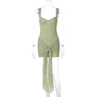 Vestido de Moda Transfronteiriço em renda Sexy com decote em V, cintura apertada na cintura, vestido com alças retalhadas e contornos de anca