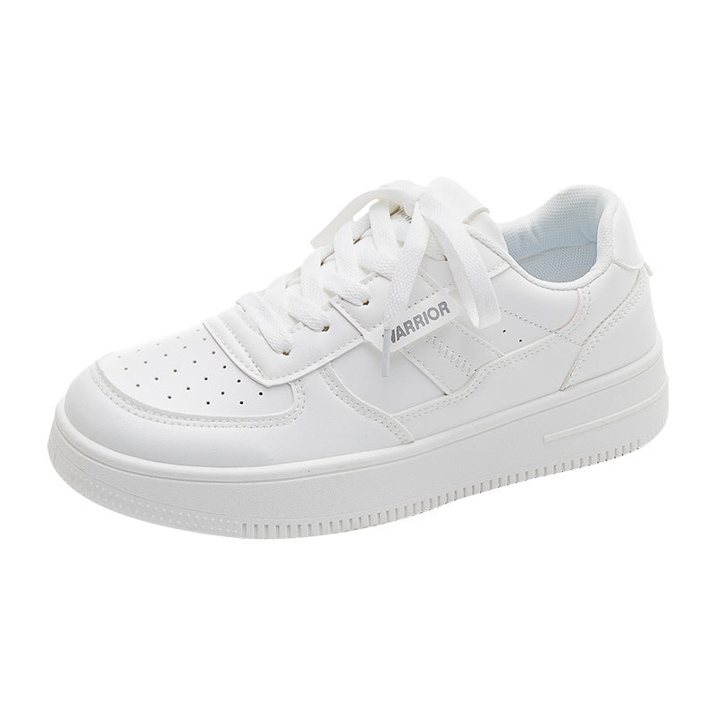 Warrior de cor sólida ténis brancos simples de sola grossa, sapatos de estudante na moda e na moda e versáteis, sapatos desportivos casuais para mulheres
