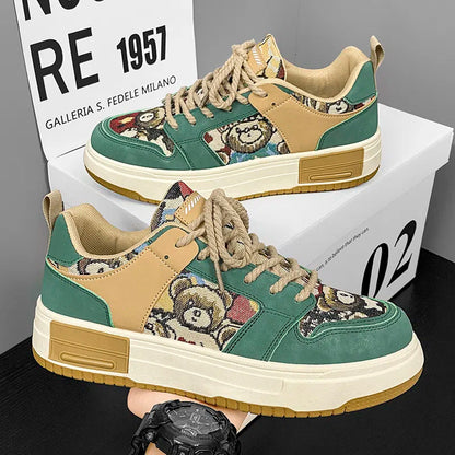 Sapatos masculinos originais da Niche, novos sapatos de tábua respiráveis para a primavera de 2024, sapatos casuais versáteis de estudante com sola grossa, sapatos desportivos e modernos